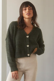 Melina Fuzzy Button Front Cardigan